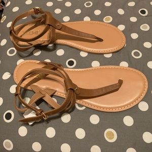 BRASH Tan Sandals with Ankle Strap
